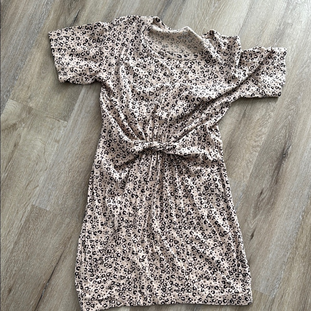 Aerie Leopard Print Short Sleeve Dress